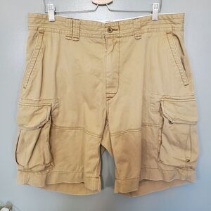 Polo Ralph Lauren Cargo Shorts Mens Size 38 Khaki Outdoors Hiking Heavy Cotton
